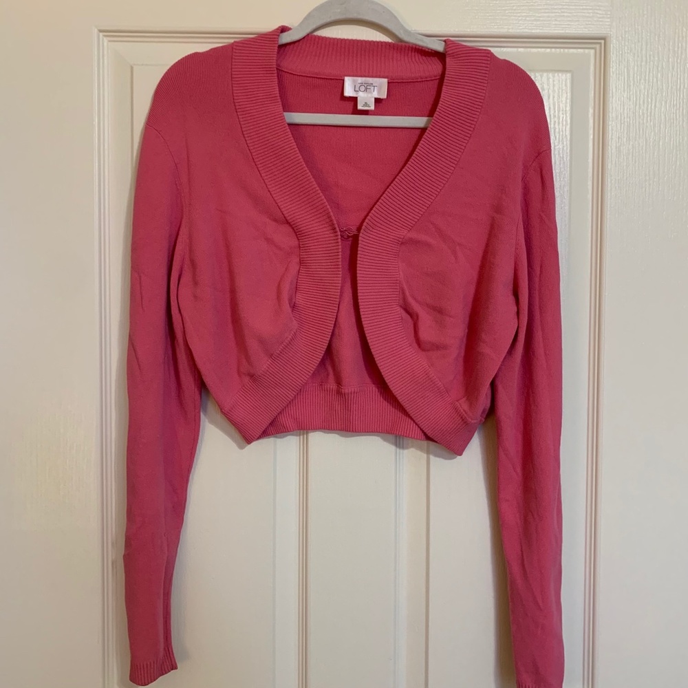 LOFT Pink Cropped Bolero Cardigan